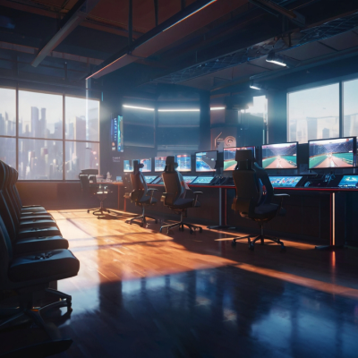 Empty gaming hall prepared for eSports tournament