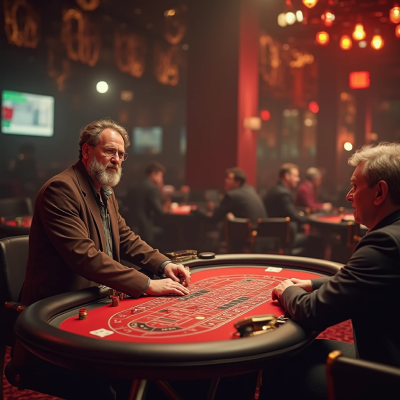 Two men playing a casino game